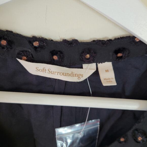 Soft Surroundings Black Velvet Dot Blouse Medium - Picture 5 of 7